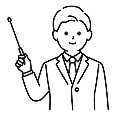 イラスト:棒をもって説明するビジネスマン