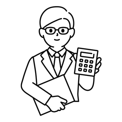 イラスト:電卓を持つビジネスマン